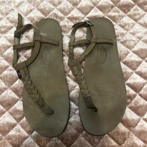 Rainbow Tan Braided Sandals